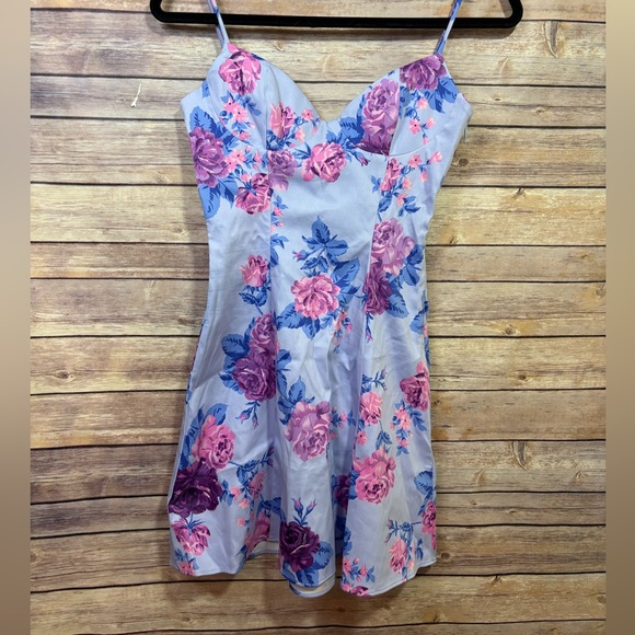 Zara Dresses & Skirts - Zara Floral Mini Dress Size XS Blue pink
